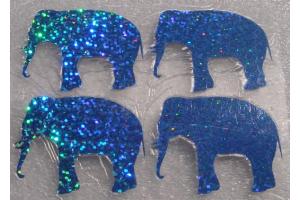 4 Buegelpailletten Elefanten hologramm hellblau